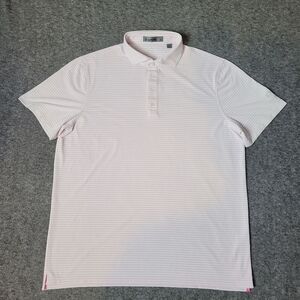 G/FORE Feeder Stripe Modern Spread Tech Pique Polo Mens XL Blush Pink